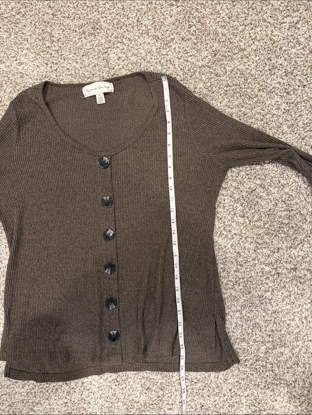 French Laundry Brown Ribbed Button-Front Top - Picture 5 of 5